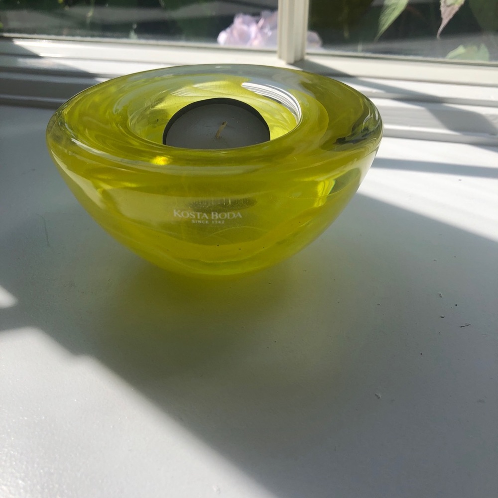 Kosta Boda Yellow Glass Tealight Holder